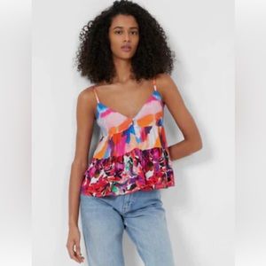French Connection - Isadora Delphine Patched Tiered Top Size 12 Multicolored NWT